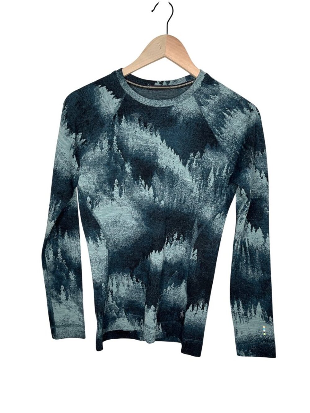 Smartwool Womens Merino Wool Base Layer Foggy Pines Long Sleeve Shirt Small